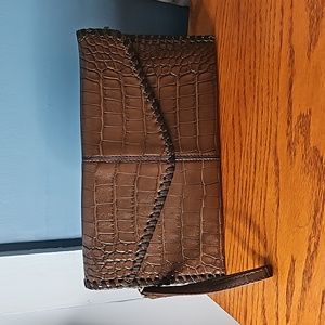 Chicos Croc Textured Women's Brown And Black Clutch